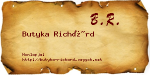 Butyka Richárd névjegykártya
